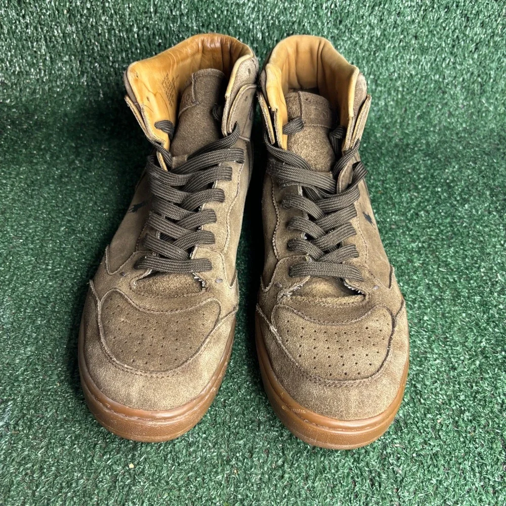 Polo Ralph Lauren Court Suede High Top Classic Preppy Sneakers Brown Men Sz 11.5